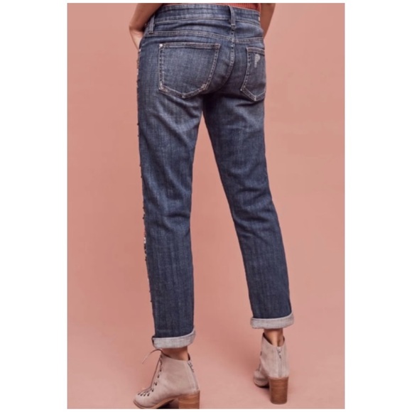 PILCRO HYPHEN MID RISE EMBROIDERED JEANS BY ANTHROPOLOGIE SIZE 28 - Picture 2 of 16